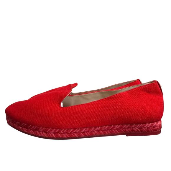 Stuart‎ Weitzman Tomato Red Canvas Flat Espadrilles 10 Summer Vacation Spain - Picture 1 of 10